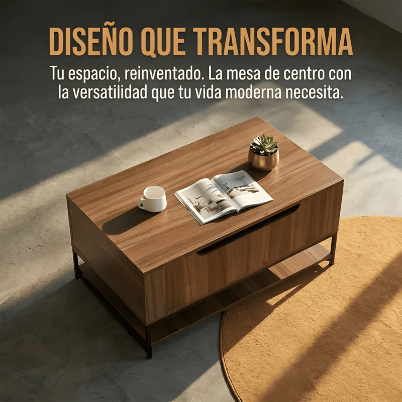 MESA DE CENTRO ESTILO INDUSTRIAL MADERA Y ACERO 90X48X45 CM - 2