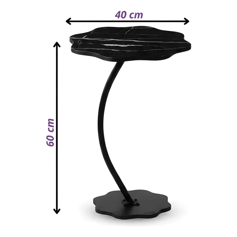 MESA AUXILIAR DISEÑO FLOR 40X60CM NEGRA - 3