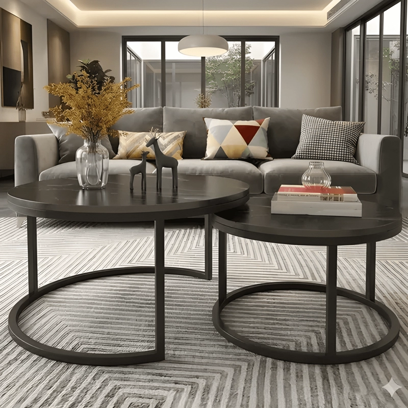 KIT 2 MESAS CENTRO REDONDAS MADERA 50X50X38 70X70X45 #3 - 3