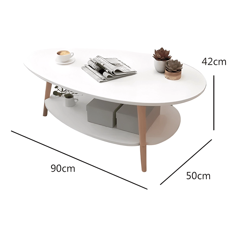 MESA DE CENTRO OVOIDE DOS NIVELES 90X50X42CM #1 - 3