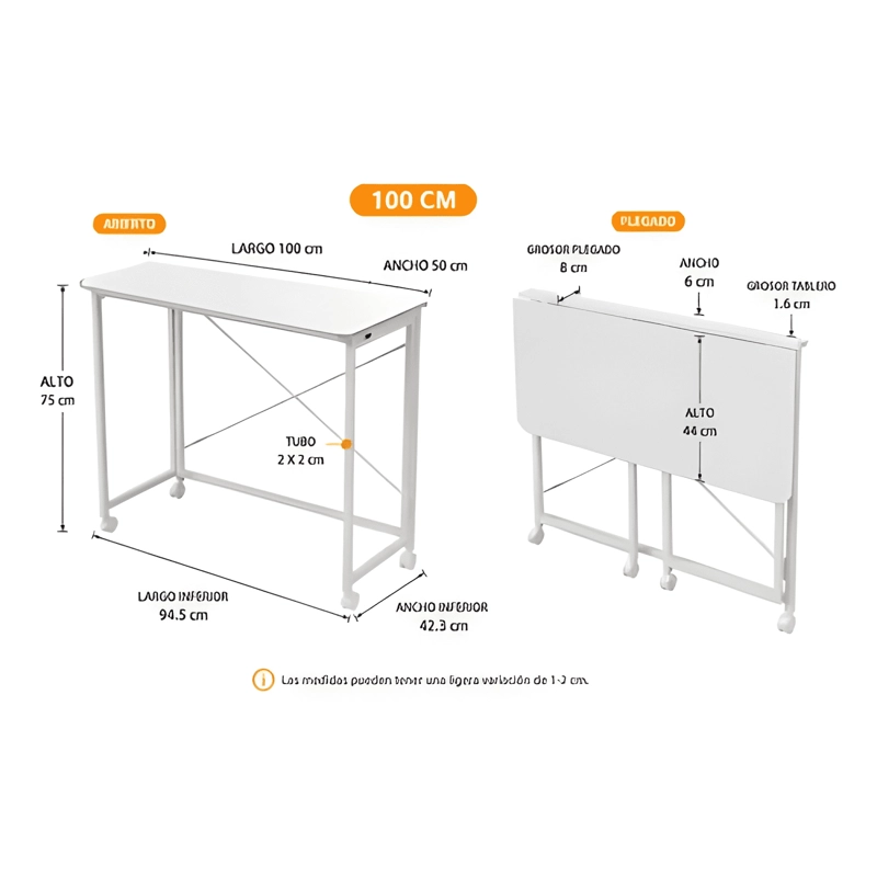 MESA PLEGABLE BI AUXILIAR 100CM #1 - 4
