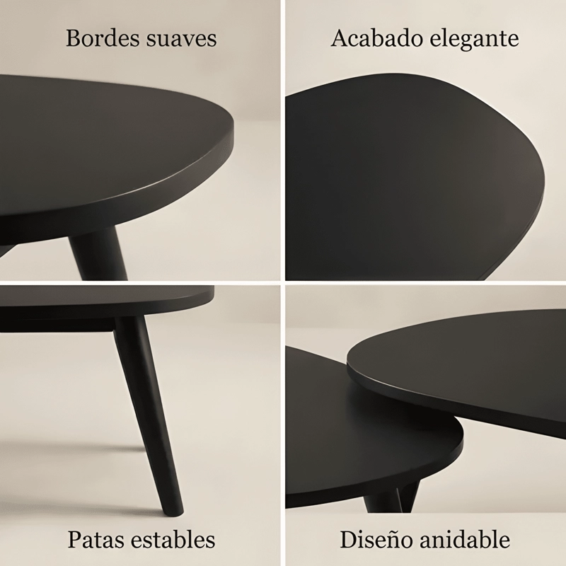 JUEGO MESA DE CENTRO LIVING ADRIANA MINIMALISTA NEGRO - 2