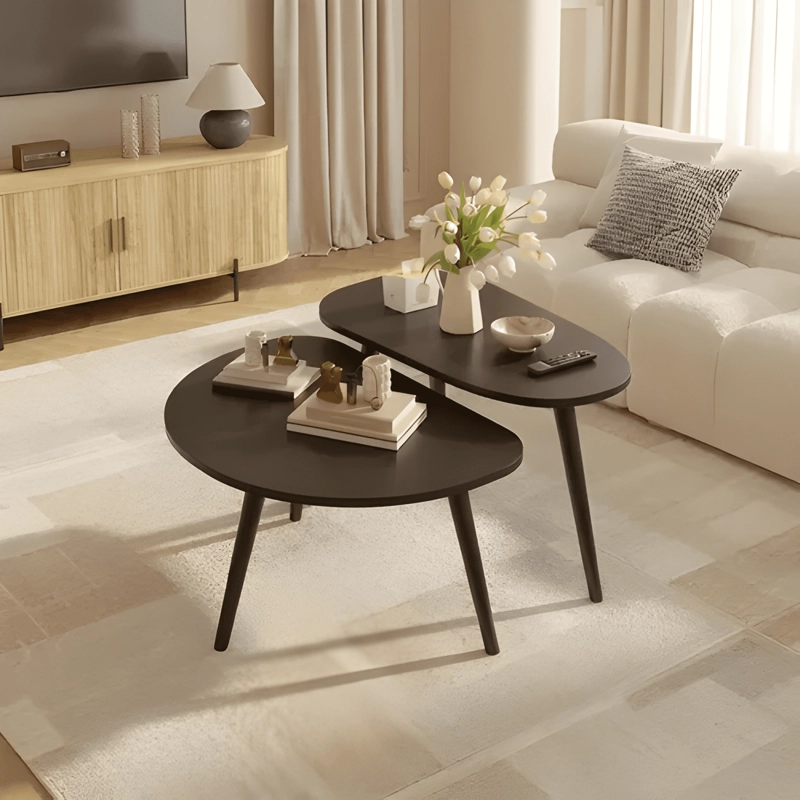 JUEGO MESA DE CENTRO LIVING ADRIANA MINIMALISTA NEGRO - 4
