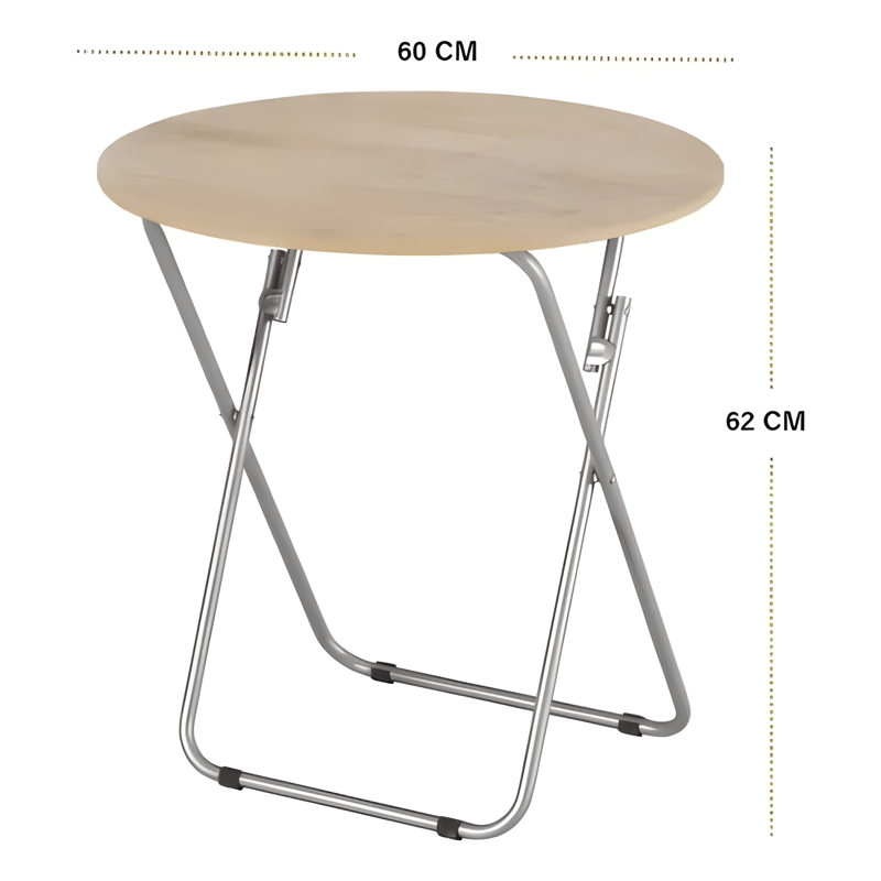 MESA PLEGABLE PORTATIL MULTIUSOS REDONDA 60X62CM - 1