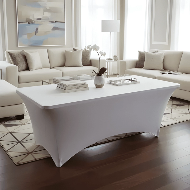 MESA PLEGABLE TRANSPORTABLE + MANTEL RECTANGULAR BLANCA - 1