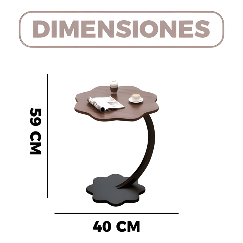 MESA CENTRO FLOR REDONDA LIVING LATERAL AUXILIAR 59X40 CM - 1