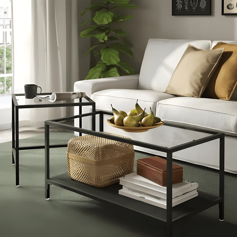 SET 2 MESAS NIDO TEMPLADO METAL 90X50 CM - 1