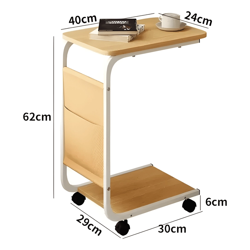MESA AUXILIAR LATERA DE MADERA CON RUEDAS MESITA NOTEBOOK - 2