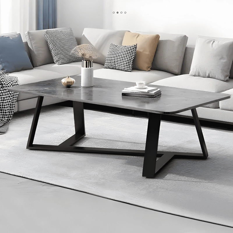 MESA DE CENTRO DE MADERA CON IMITACION DE MARMOL - 1