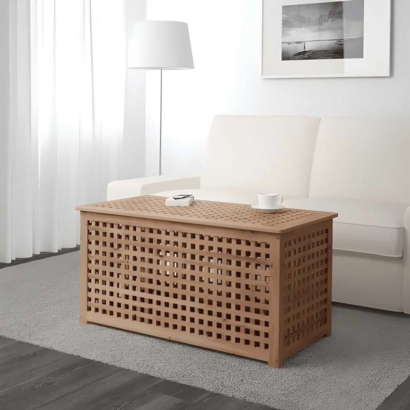 MESA AUXILIAR MADERA MACIZA CON ALMACENAJE 98X50 CM #1 - 2