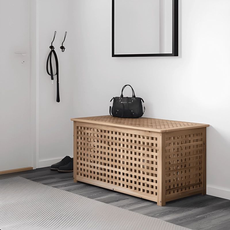 MESA AUXILIAR MADERA MACIZA CON ALMACENAJE 98X50 CM #1 - 4