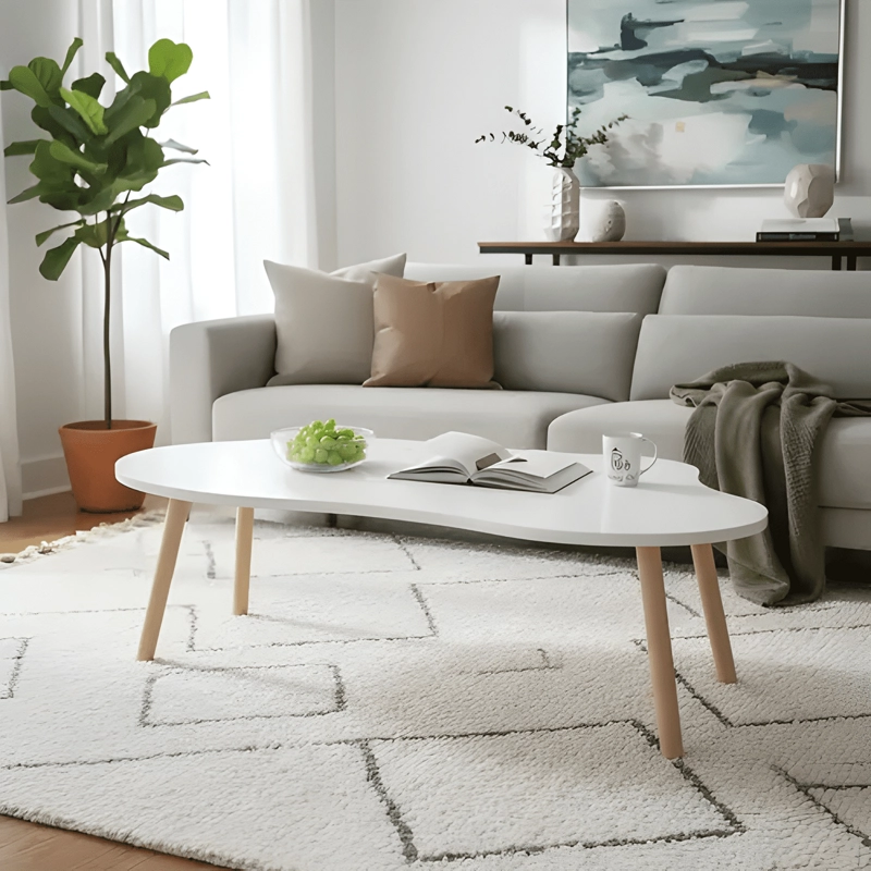 MESA DE CENTRO CON FORMA DE NUBE 100X50X42CM BLANCO BLANCO - 1