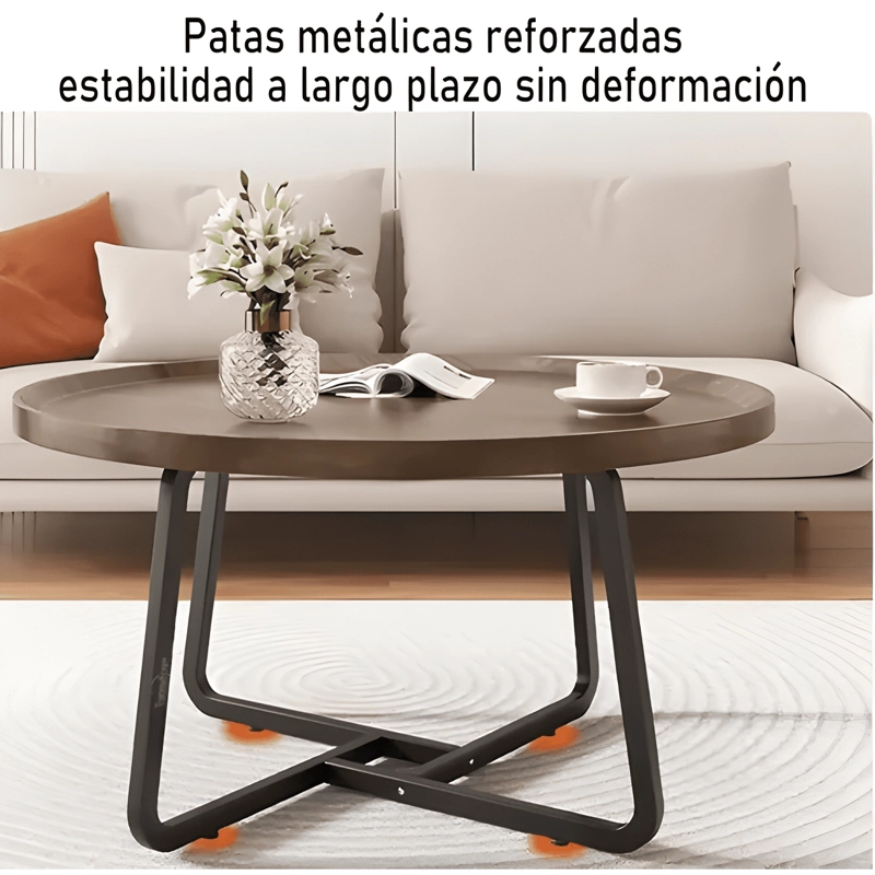 JUEGO DE 2 MESAS DE CENTRO LIVING REDONDA MADERA 70+50CM #1 - 4