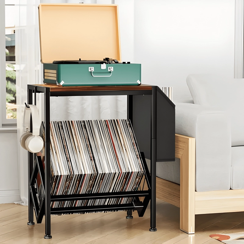CARRO MESA DE SOPORTE TOCADISCOS Y ALMACENAMIENTO CON RUEDAS - 1