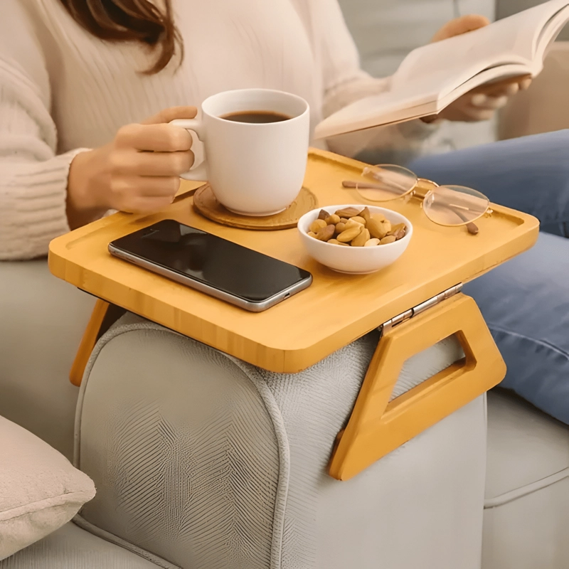 MESA BANDEJA SOFA BAMBU PLEGABLE CLIP APOYA BRAZO MULTIUSO - 2