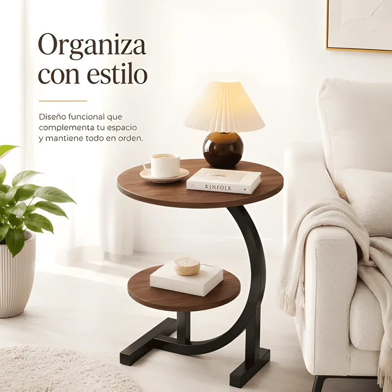 MESA LATERAL CIRCULAR DE 2 NIVELES DISEÑO MINIMALISTA - #1 - 1