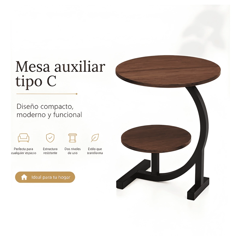 MESA LATERAL CIRCULAR DE 2 NIVELES DISEÑO MINIMALISTA - #1 - 3