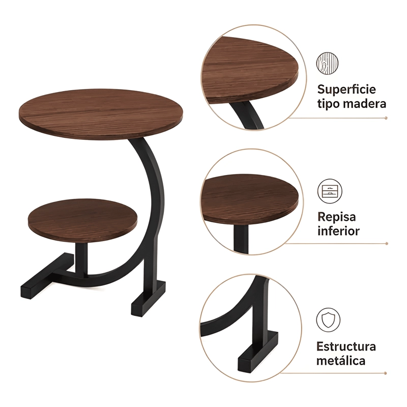 MESA LATERAL CIRCULAR DE 2 NIVELES DISEÑO MINIMALISTA - #2 - 2