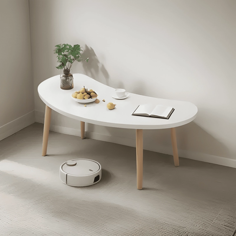 MESA DE CENTRO OVALADA 76X37X42 CM COLOR BLANCO - 2