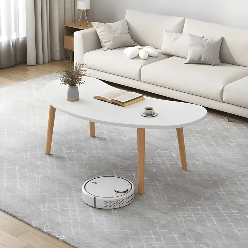 MESA DE CENTRO OVALADA 76X37X42 CM COLOR BLANCO - 4