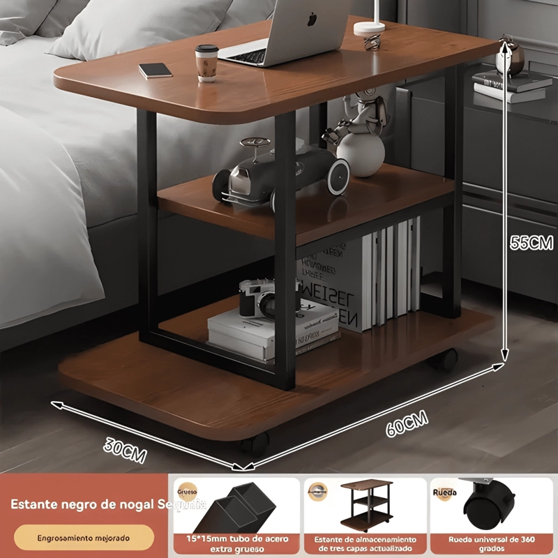 MESA DE CENTRO LATERAL MADERA COLOR MARRON - 3