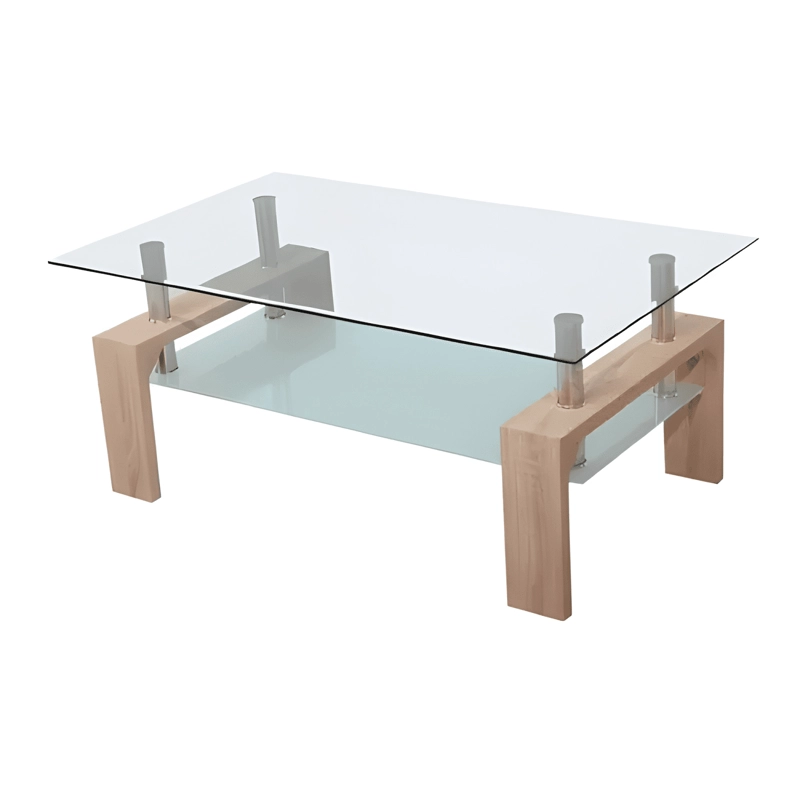 MESA DE CENTRO DE VIDRIO RECTANGULAR 100CM MARRON CLARO - 2