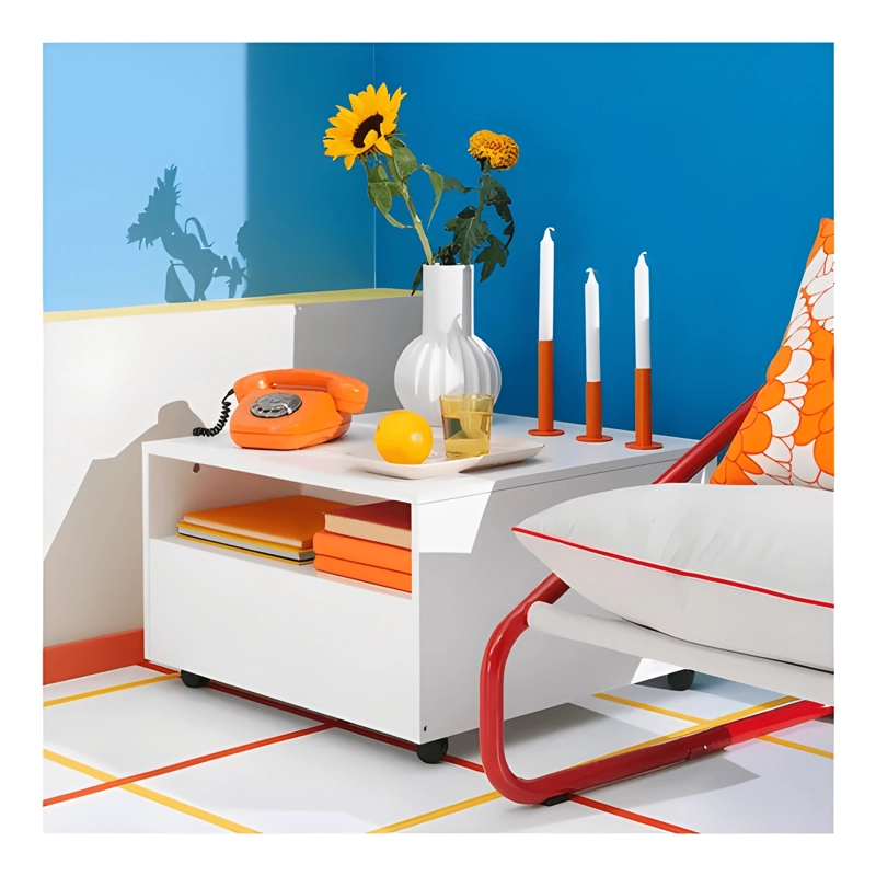 MESA DE CENTRO CON RUEDAS Y REPISA 65X65 CM #1 - 1