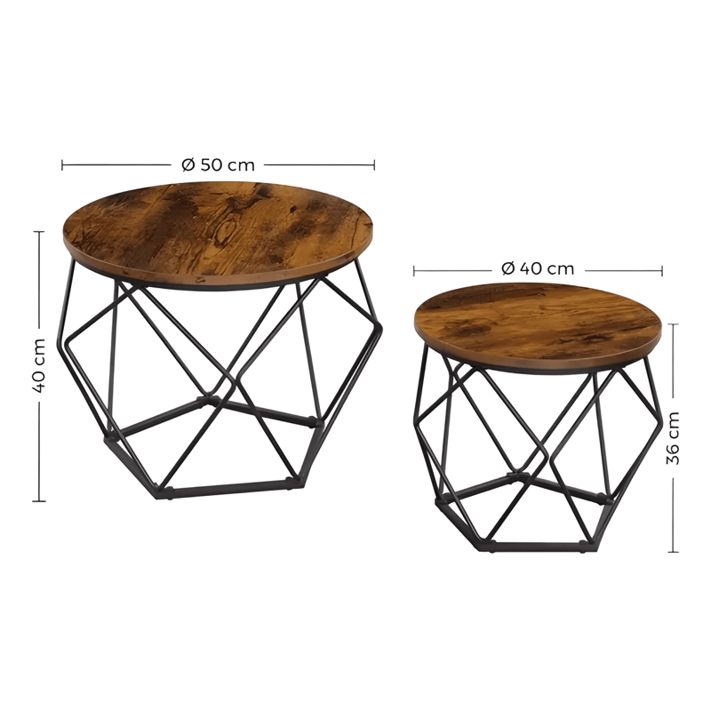 SET 2 MESAS CENTRO HELSINKI BASE HEXAGONAL ESTILO #8 - 3