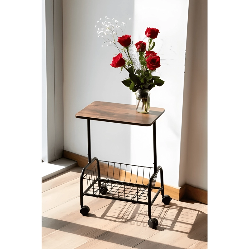 MESA DE CENTRO GIRATORIA DE 360° CON CESTA DE #1 - 3