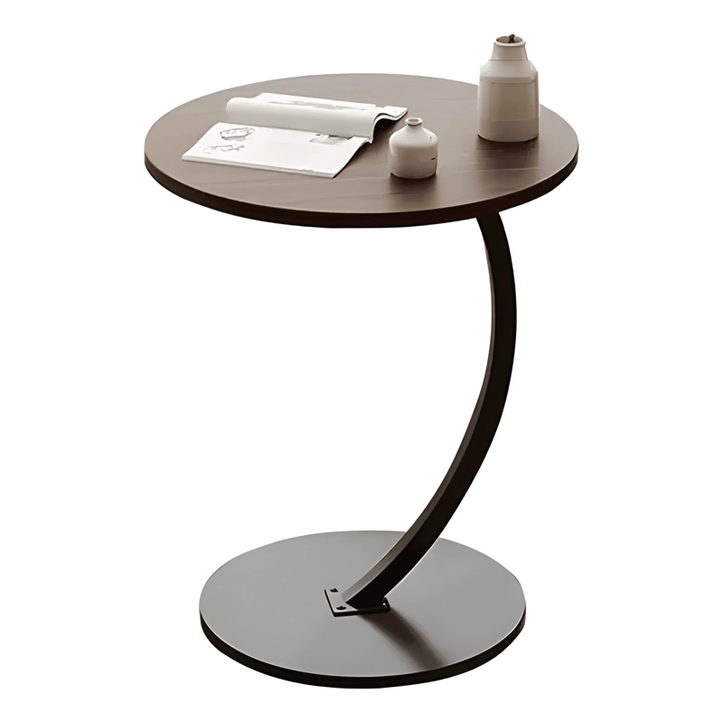 MESA AUXILIAR REDONDA MADERA Y FIERRO 40CM MODERNA - 4