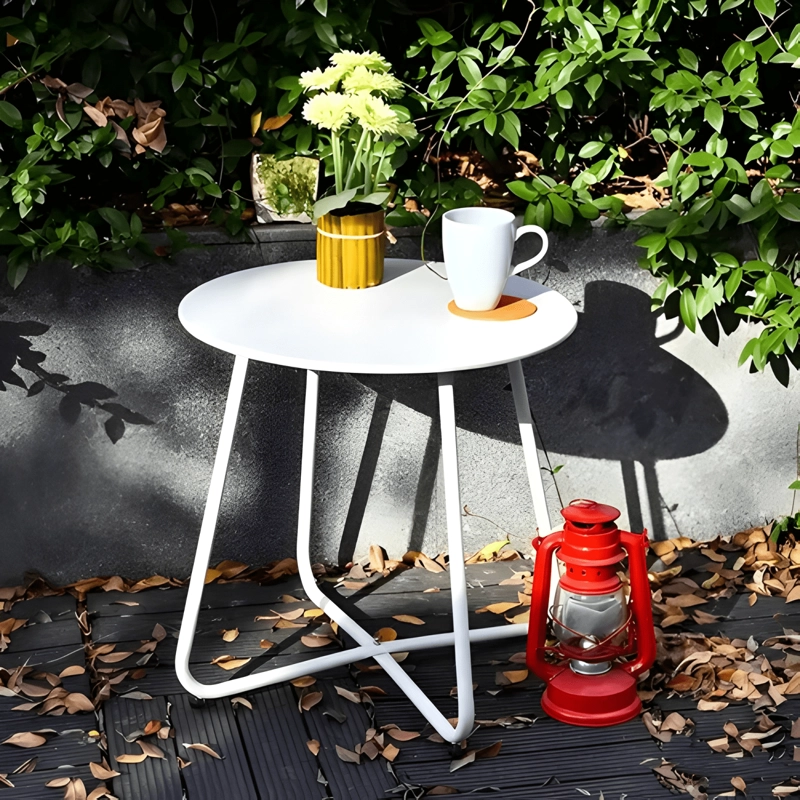 MESA LATERAL AUXILIAR REDONDA METALICA 45X45CM LIVING #3 - 2