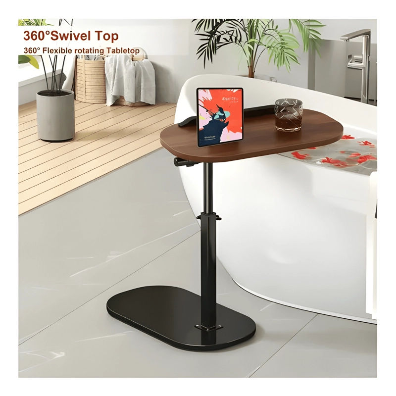 MESA AUXILIAR EN FORMA DE C DE ALTURA AJUSTABLE MARRON - 3