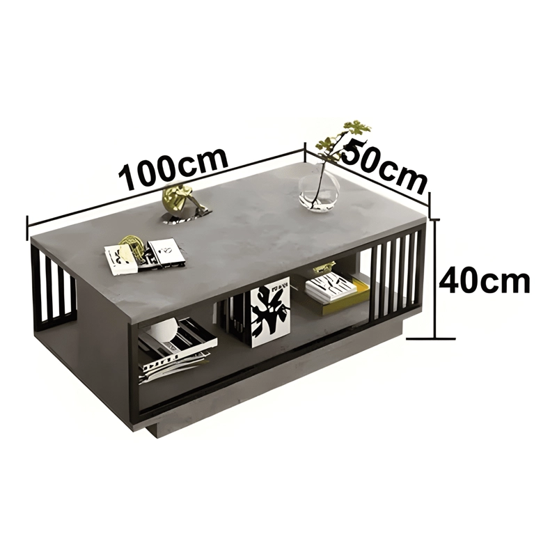 MESA DE CENTRO PARA LIVING CON 2 NIVELES 100X50X40 GRIS - 2