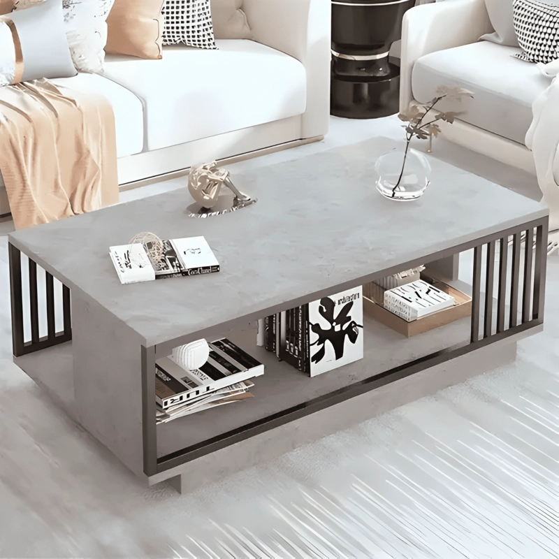 MESA DE CENTRO PARA LIVING CON 2 NIVELES 100X50X40 GRIS - 3