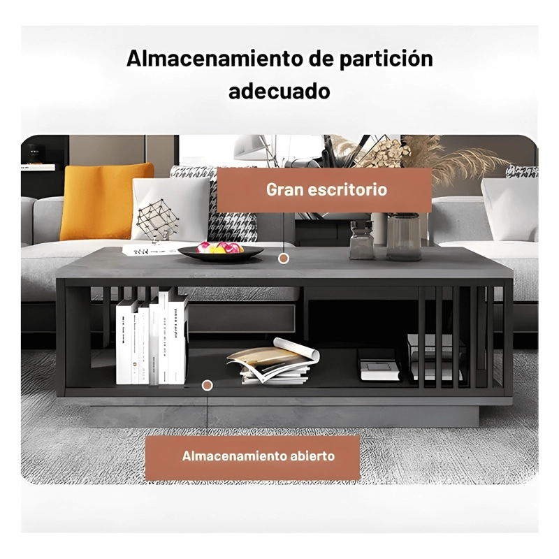 MESA DE CENTRO PARA LIVING CON 2 NIVELES 100X50X40 GRIS - 4