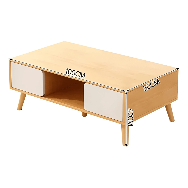 MESA DE CENTRO NORDICA CON 2 PUERTAS CORREDERAS 100X50X42CM - 1