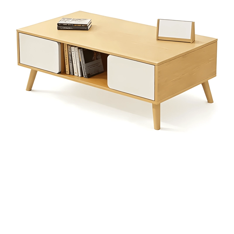 MESA DE CENTRO NORDICA CON 2 PUERTAS CORREDERAS 100X50X42CM - 2