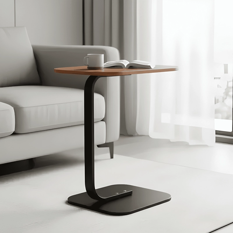 MESA AUXILIAR LATERAL MINIMALISTA TIPO C MADERA Y METAL #2 - 1