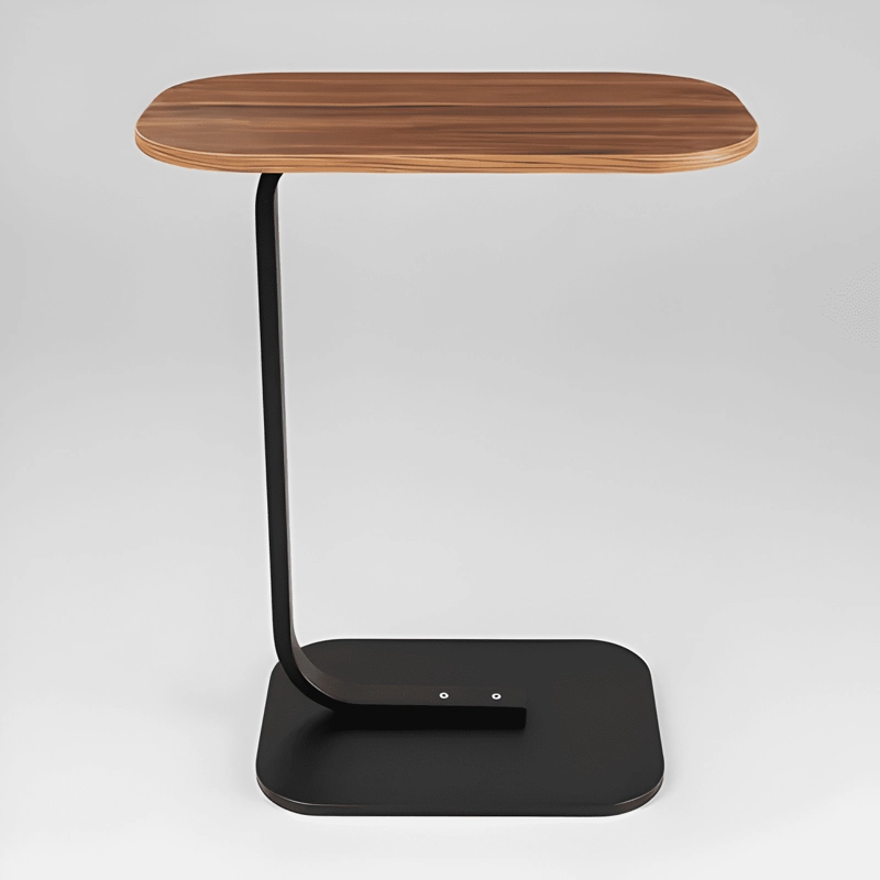 MESA AUXILIAR LATERAL MINIMALISTA TIPO C MADERA Y METAL #2 - 2