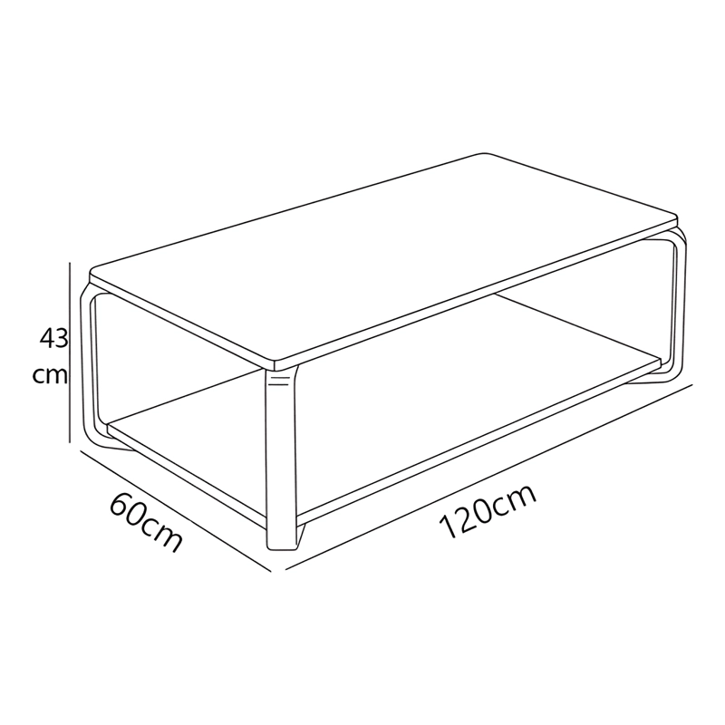 MESA DE CENTRO RECTANGULAR 120X60X43CM - 2