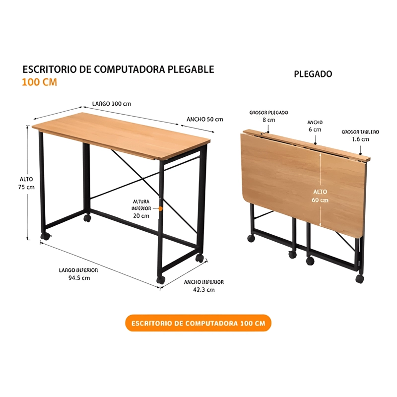 MESA PLEGABLE BI AUXILIAR 100CM #2 - 1