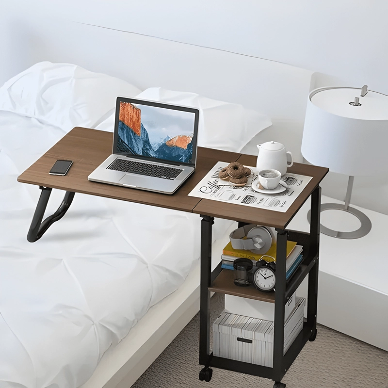 MESA AUXILIAR PLEGABLE RETRACTIL SALA SOFA Y CAMA LAPTOP - 1