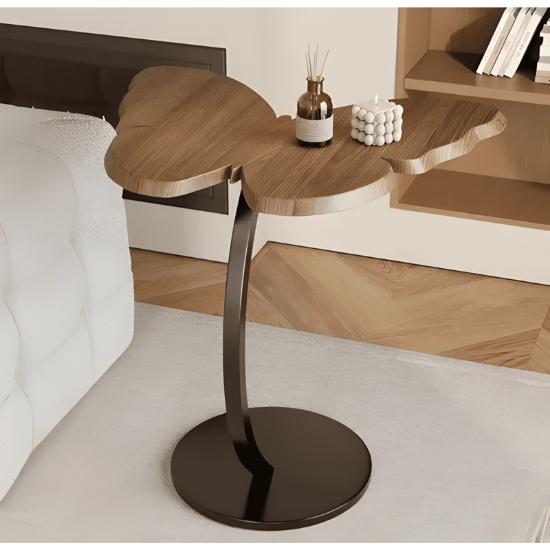 MESA AUXILIAR MARIPOSA MADERA Y BASE METALICA NEGRA #1 - 4