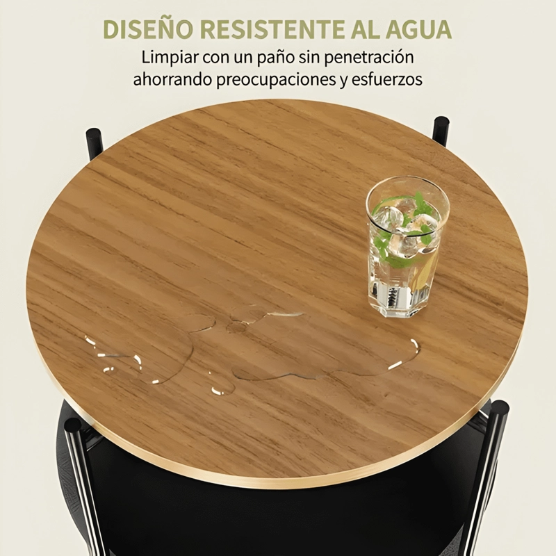 MESA DE CENTRO PEQUEÑA REDONDA DE MADERA REPISA #2 - 2