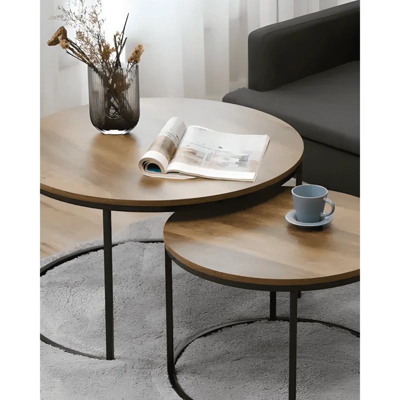 MESA DE CENTRO NIDO TOP TOPE OSCURO ESTILO INDUSTRIAL NEGRO - 1