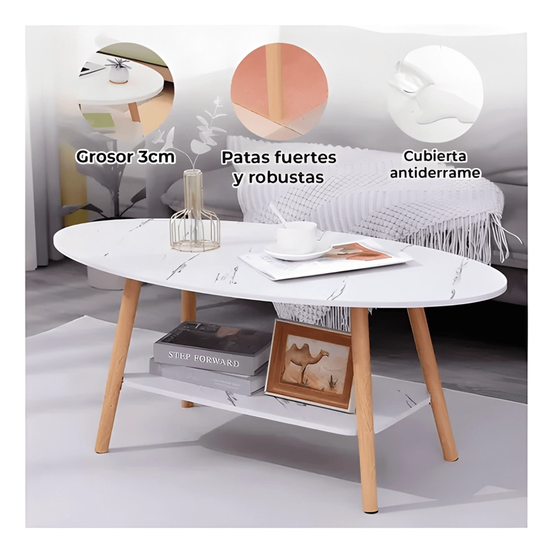 MESA DE CENTRO ELEGANTE PARA SALA CON EFECTO MARMOL - 1