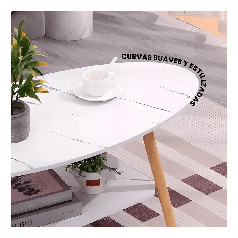 MESA DE CENTRO ELEGANTE PARA SALA CON EFECTO MARMOL - 3