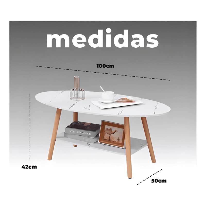 MESA DE CENTRO ELEGANTE PARA SALA CON EFECTO MARMOL - 4