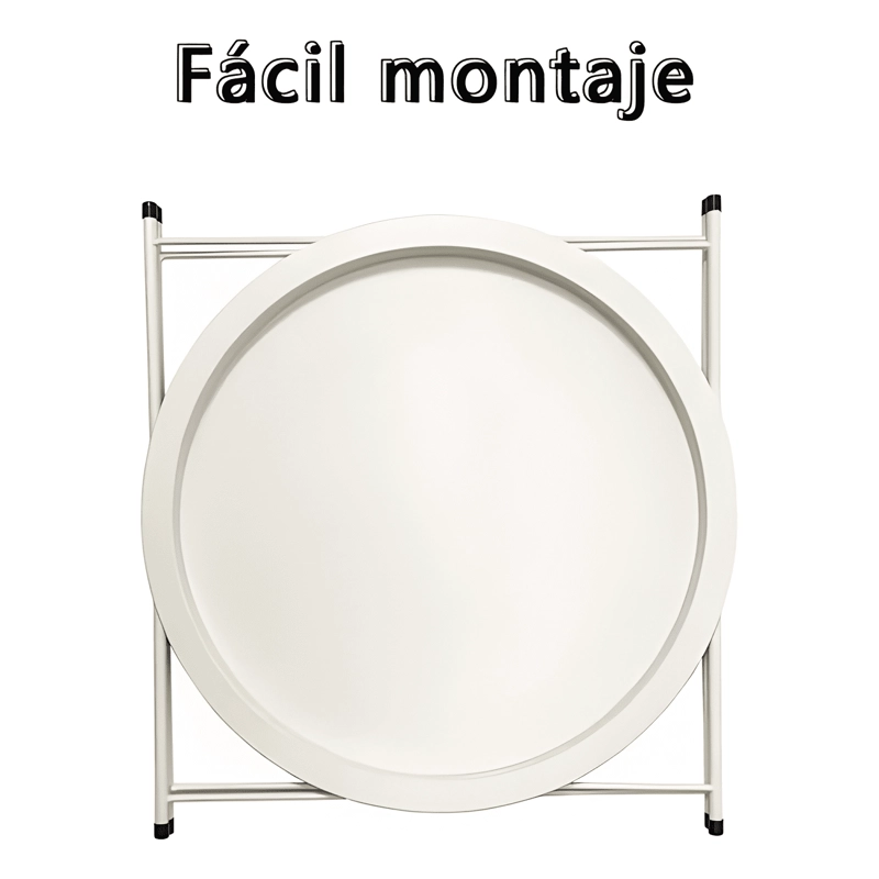 MESA AUXILIAR METALICA PLEGABLE REDONDA PORTATIL BLANCA - 2
