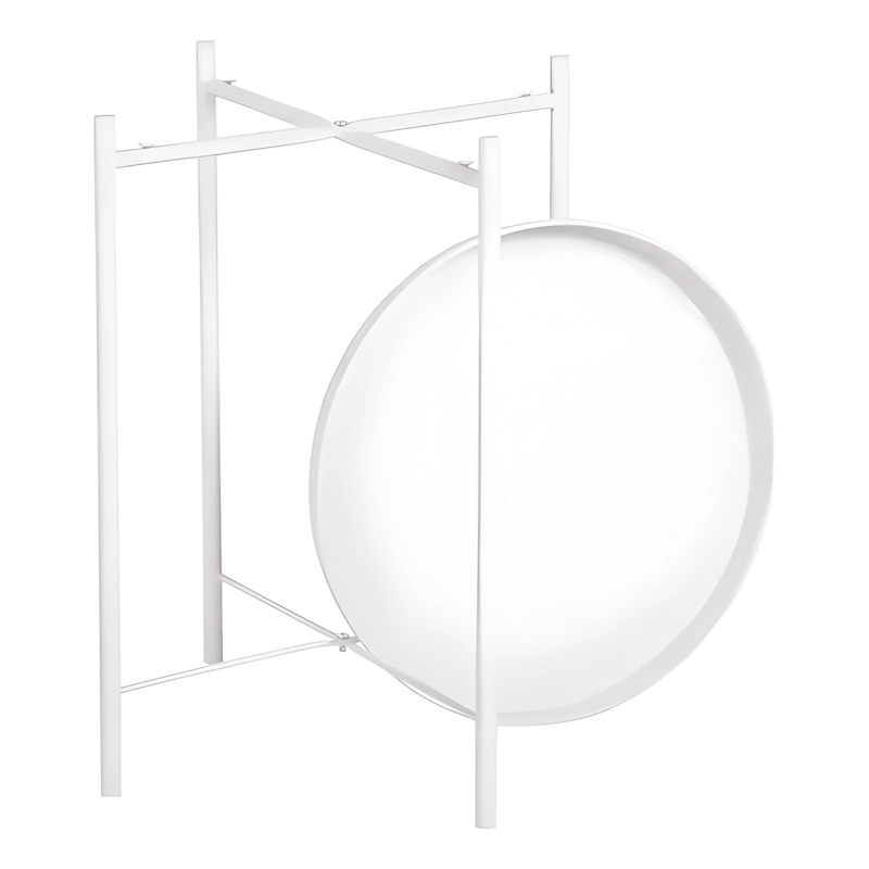 MESA AUXILIAR METALICA PLEGABLE REDONDA PORTATIL BLANCA - 3